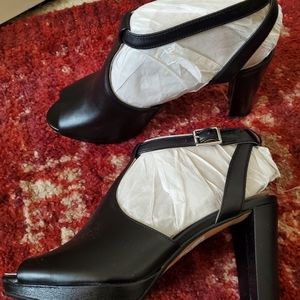 Clarks Kendra Charm Black Leather Sandal Heels 8